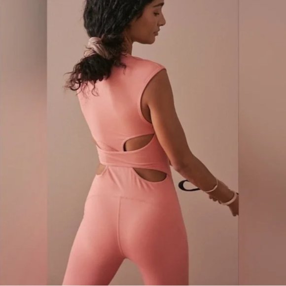 FP Movement by Free People Pants - NEW Free People Movement Twilight pink flare leg jumpsuit onesie S